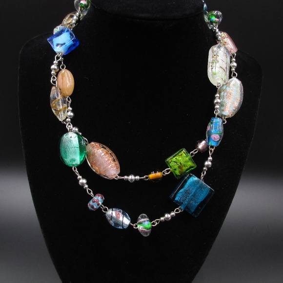 Jewelry - Vintage Colorful Glass Long Necklace